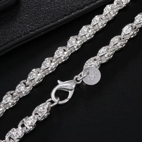 High quality 925 Sterling Silver 5MM Faucet Chain 20-24Inch Necklace For Woman Man Fashion Wedding party Jewelry Holiday gift