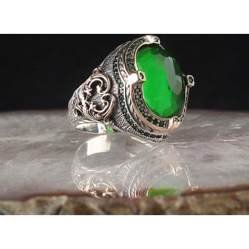 Zirkon Stone 925 Sterling Silver Mens Ring