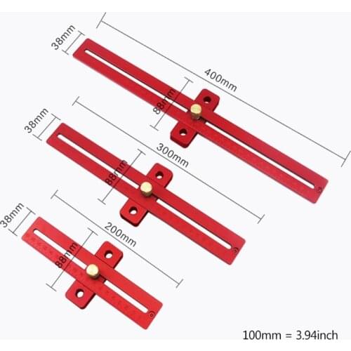 Woodworking Square Aluminum Alloy Crossed Ruler T type Scriber Measuring Tools K9FA