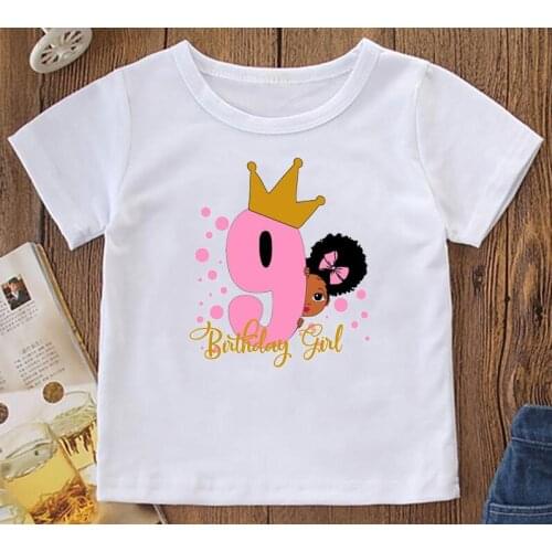 8th/9th/10th Birthday Gift For Girls Tshirt Kids Clothes Summer Tops Tee Shirt Melanin Poppin T Shirt Harajuku Children Clothing