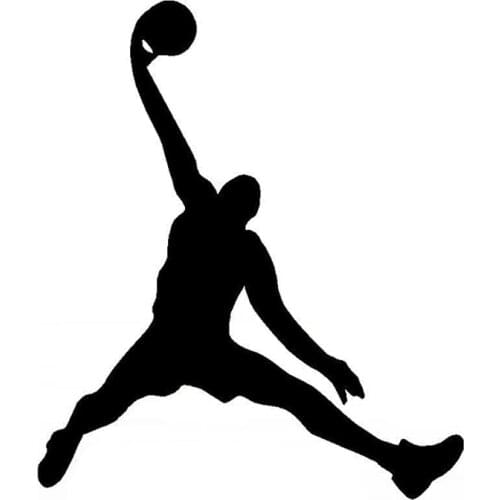 Interesting Jump Up The Basketball Car Sticker Sport Decals Automobile Accessories Decoration Vinyl Black/Silver,12cm*10cm