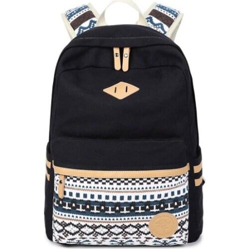 Joyloading National Striped Style Boys Girls Backpack Solid Color Preppy Students Shoulders Pack