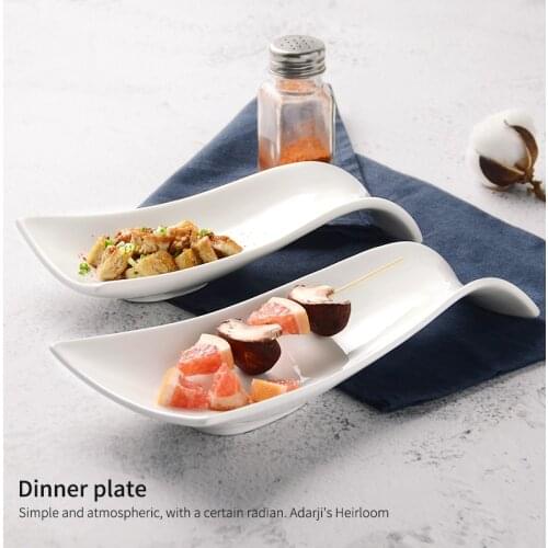 European white simple ceramic tableware snack salad dessert sushi plate restaurant decorative plate