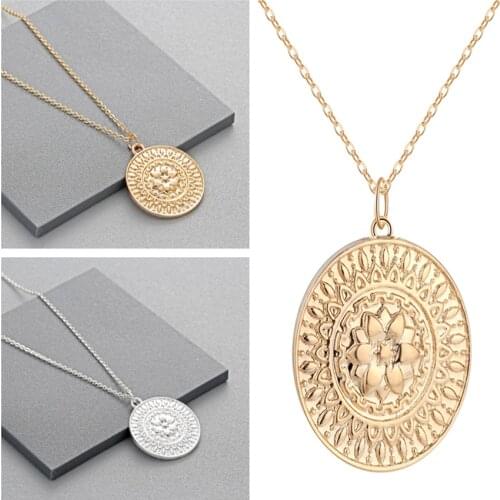 Kinitial New Geometric Round Necklace Buddhism Chakra Pendant Charm Choker Jewelry Om India Yoga Mandala Necklaces For Unisex