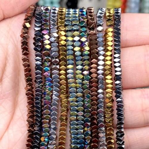 3x2mm Natural Faceted Octagon Hematite Stone Round Loose Spacer Beads for Jewelry Making Bracelet Diy