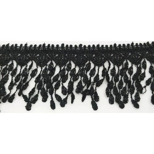 3 Yards 8 cm wide Lace Trim lace fabric with Tassel Wedding Dress Ribbon Embroidered Applique DIY 5BB5472