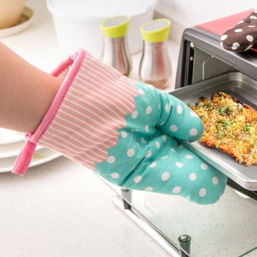 LIYIMENG 1pair Microwave Oven Gloves Insulation Cotton Oven Non-Slip Kitchen BBQ Cooking Gloves Bakeware Cake Tool