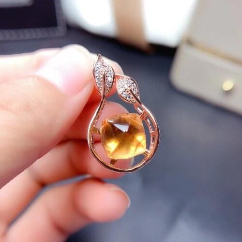 The Best Gift For Your Girl Friend Citrine Necklace Pendant 925 Sterling Silver Fine Jewelry Natural And Real Citrine Necklace