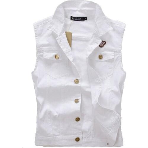 2019 Man Cowboy Ripped Jacket Casual Vest Men New Brand Vest Male Denim Vest Vintage Sleeveless Washed Jeans Waistcoat