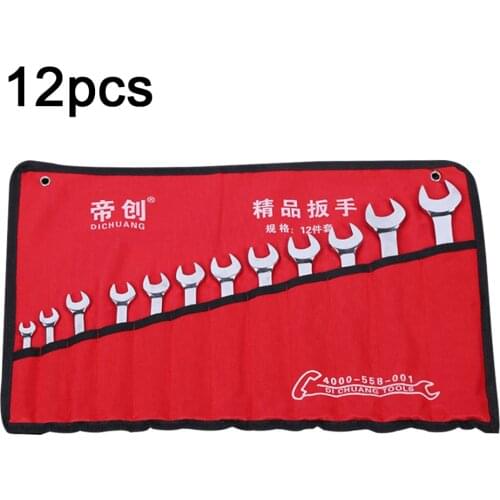 12pcs/Set Combination Spanner Set Professional Ratchet Wrench Hand Tool Kits with Storage Bag for Installation Maintenance