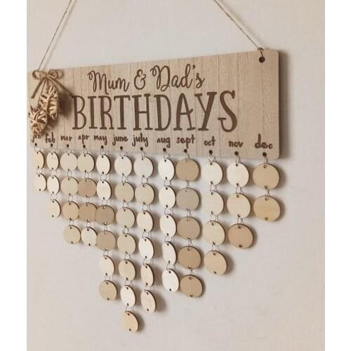 Chritsmas Birthday Special Days Reminder Board Home Hanging Decor Wooden Calendar Board Hanging Ornament New Year Decoration