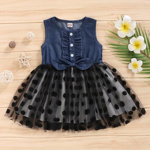 2021 Summer New Girls' Clothes Sets Bow Tie Ruffled Sleeveless Top+ Dress Toddler Baby Kids Outfits Childrens Clothing