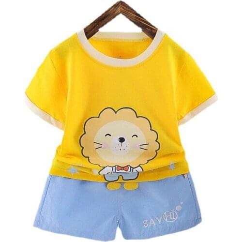 New Summer Newborn Baby Girls Clothes Cute Children Boys Cartoon T-Shirt Shorts 2Pcs/Set Toddler Fashion Costume Kids Tracksuits
