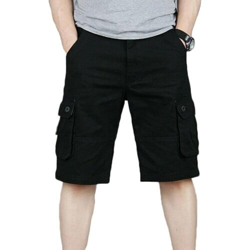 New Fashion Shorts Men Cotton Multi Pockets Cargo Shorts Masculino Casual Solid Bermudas Masculina De Mens Shorts Drop Shipping