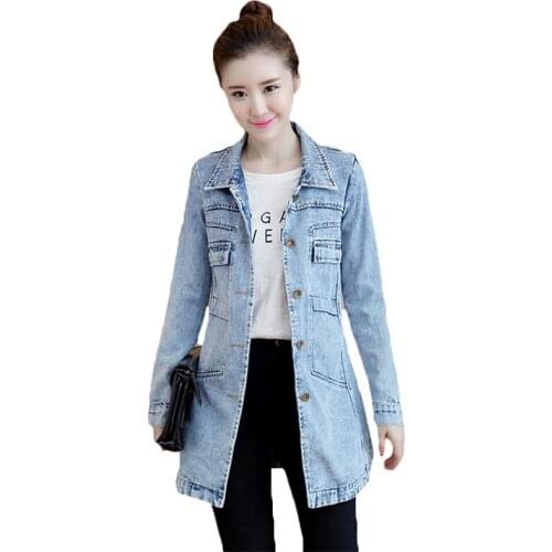 New 2021 Casual Denim Jacket Korean Plus Size 5XL Slim Women Coat Jeans Windbreaker Spring Autumn Jacket Womens Clothing A523