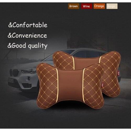 CDCOTN 2Pcs Car Headrest Cushion Pillow Neck Rest Memory Cotton Fabric Cover Soft Head Rest Travel Support Protection Car Pillow