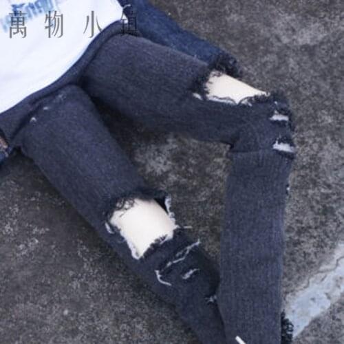 Accept custom New Handsome Black burrs Ripped jeans/Trousers 1/3 1/4 1/6 SD MSD YOSD BJD DOC Clothes