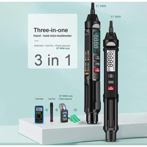 Professional 3 in 1 Handheld Voltage Tester Pen Resistance Diode Handheld Tester Tools Phase Sequences Meter Digital Multimeter