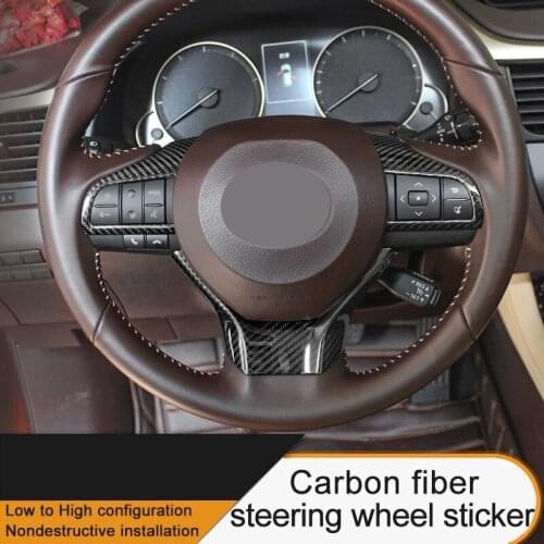 QHCP True Carbon Fiber Car Steering Wheel Covers Trim Sticker Car Accessories Interior Decor For Lexus ES 200 300H RX300 450H GS