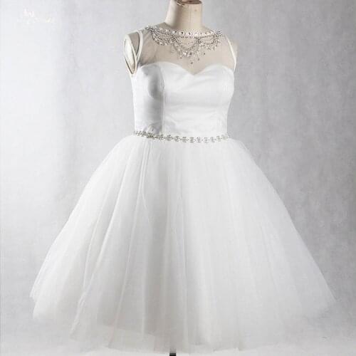 RSW1384 Yiaibridal Real Job Photos Sleeveless Vestido De Noiva Plus Size Short Wedding Dress