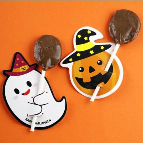 Happy Halloween Helloween Pumpkin Cake Lollipop Chocolate Paper Card Diy Sugar Card Decoration Card 100pcs