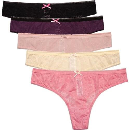 Sexy Women Mesh Low Waist Panties Summer Underwear Women Plus Size Bow Sexy Lingerie Panty Thongs and G String Tanga T-back