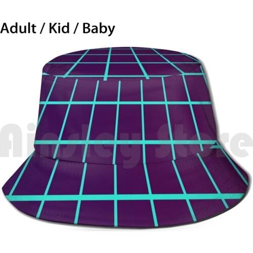 Minimal Synthwave Grid Lines Sun Hat 438 Bucket Hat Synthwave Retrowave Dreamwave Lines Retro Neon