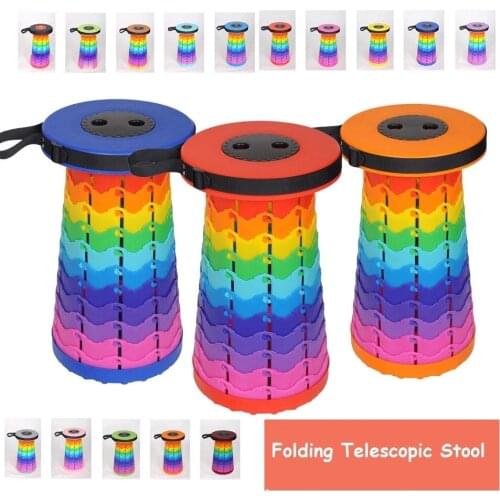 Rainbow Color Outdoor Retractable Stool Folding Chiar Portable Camping Stool Fishing Lounge Chair Foldable plastic stool