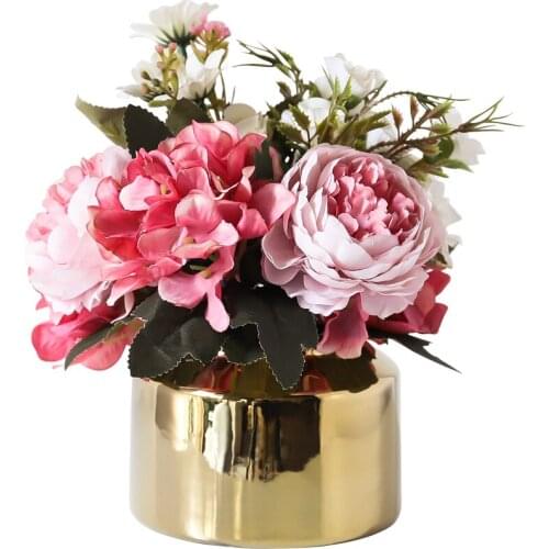 Modern Gold Nordic ceramics vase Flower arrangement accessories Modern home living room Decorative ornaments Wedding decoration