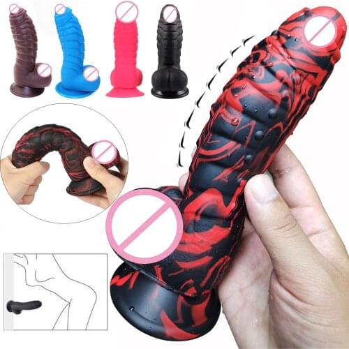 Strapon Monster Big Dick Silicone Anal Dildo Suction Cup Penis Real Cock Soft Particles Vaginal Stimulator Female Sex Products