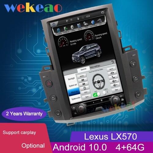 Wekeao 13.6" Vertical Screen Tesla Style Android 10.0 Car Radio For Lexus LX570 Car Dvd Multimedia Player Auto GPS Stereo 4G