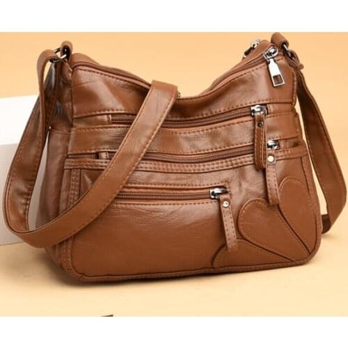 Washed leather Womens Shoulder Bags Multi-Layer Classic Crossbody Bag Luxury Designer Handbag and Purse Tote women bag