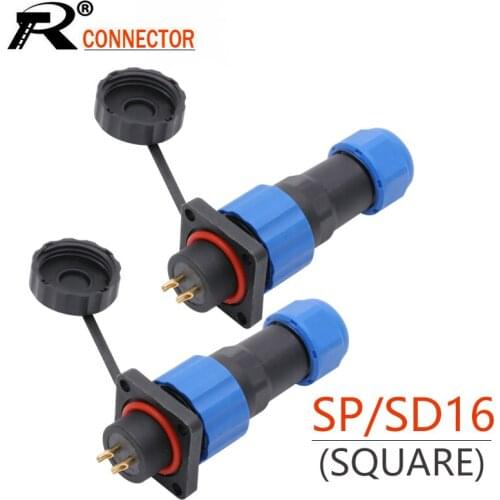 10sets/lot IP68 Waterproof SD16 Aviation Plug Socket Male + Female 2/3/4/5/6/7/9 Pins IP68 SP16 M16 16mm Aviation Connector