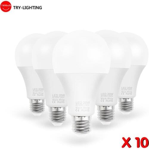 10pcs LED Bulb Lamps E27 AC220V 240V Light Bulb Real Power 20W 18W 15W 12W 9W 5W 3W Lampada Living Room Home
