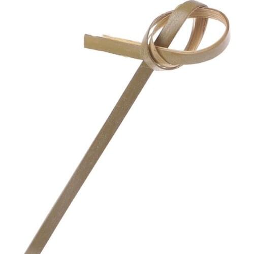 100Pcs Disposable Bamboo Tie Knotted Skewers Twisted Ends Cocktail Food Fruit Picks Fork Sticks Buffet Cupcake Toppers Wedding