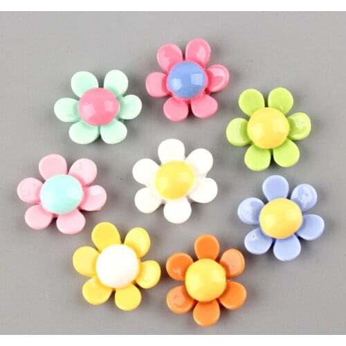 20PCS/Lot 23mm Pastel Colors Spring Flower Resin Cabochons Embellishments Scrapbooking Girls Hair Bow Center DIY Clip Garment