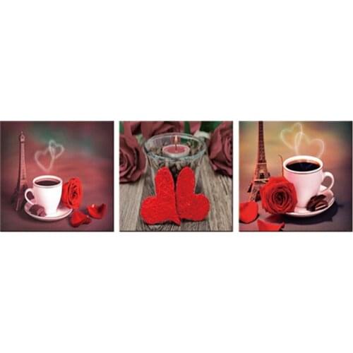 3 Panel Canvas Painting Decoracion Modular Picture Quadro Mural Wall Pictures For Living Room HD Print Red Rose Flowers Pintura