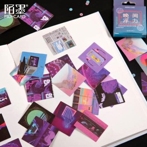 45Pcs/Box Purple Series Stickers Aesthetic Stickers Decorative Ablum Diary Squared Paper Stickers For Children Stationery