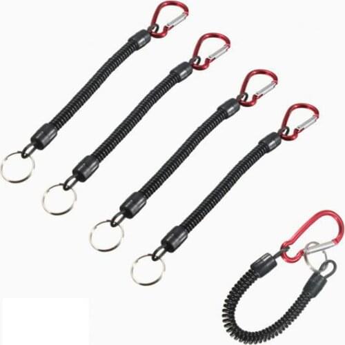 5pcs Retractable Fishing Lanyard Coiled Tether Secure Tackle Tools Red Fishing Accessories