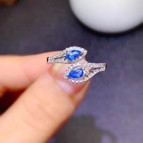 925 Sterling Silver Princess Ring Blue Sapphire Engagement Party Ladies Ring Fashion Jewelry Exquisite Crown Decoration