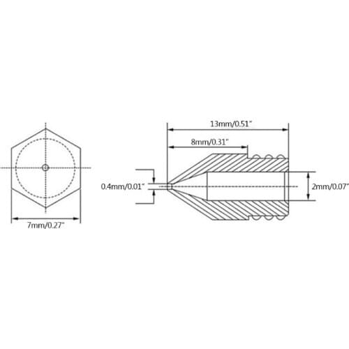 69HA 3D Printer Nozzle Accessory Mk8 0.4mm Printer Nozzle Accessory Suitable For 3D Printer 15/30Pcs