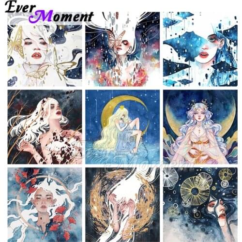 Ever Moment Diamond Painting Paint By Diamond Full Square Resin Drill Cartoon Girl Wall Art Decoration For Giving Kits ASF2232