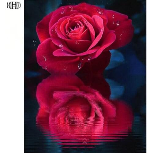 MHD 5d diy diamond painting cross stitch Red rose picture mosaic diamond embroidery hobbies crafts needlework diamond art