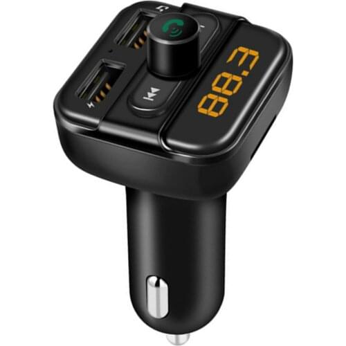 SOONHUA 1310599 DC 12V-24V Car Universal Wireless Hands-Free FM Transmitter Kit MP3 WMA Dual USB Charger With Mic Handsfree