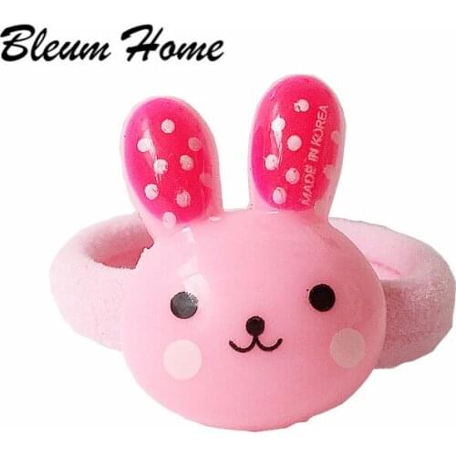 Bleum Home 4pcs girls present New Arrival Children Lovely Cute rabbit head ear Cartoon smiling face Elastic Hair Band Rope