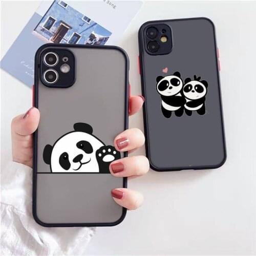 Phone Case For iPhone 12 11 Mini Pro XR XS Max 7 8 Plus X Panda Cat Dinosaur Matte transparent Cover