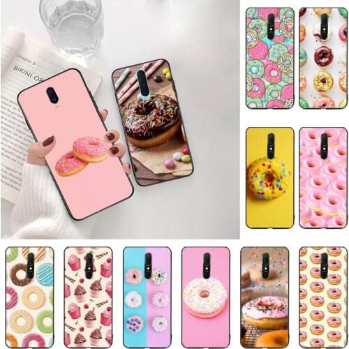 CUTEWANAN Tasty Cup cake Donuts dessert heart food Black Cell Phone Case For Oppo A5 A9 2020 A5S Reno2 z Renoace 3pro Realme5Pro