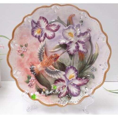 Hummingbird Alice Decorative Plate European-style Hand-painted Ceramic Hanging Plate Home Decorations Furnishings Wedding Gifts