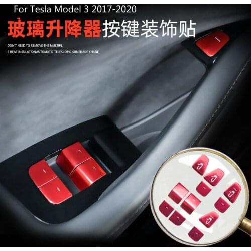 For Tesla Model 3 2017-2020 Accessory Window Button Protection Panel Aluminum Alloy Car Interior Decoration Sticker For Model3