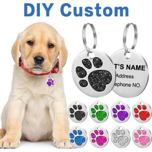 Custom Personalized Collar Pet ID Tag Engraved Pet ID Name For Puppy Dog Tag Pendant Keyring Round Pet Accessories